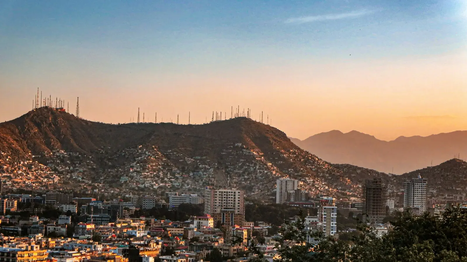 Kabul cityscape at golden hour